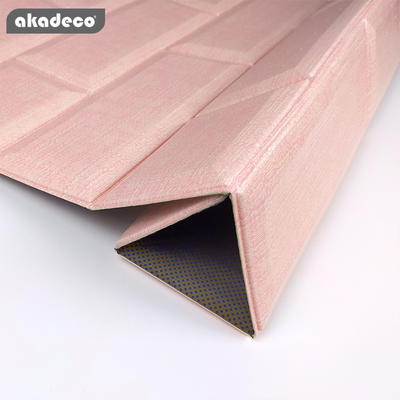 akadeco Youtube hot selling blue color self adhesive home decoration wallpaper for children' room XPE 3D brick foam wall sticker
