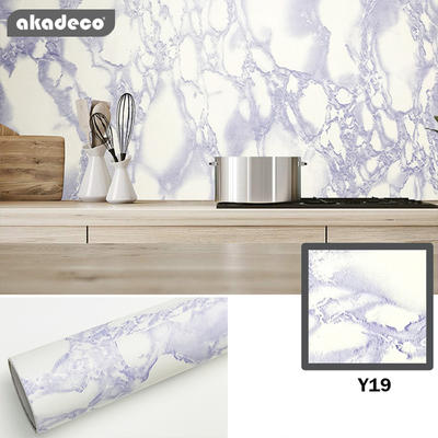 akadeco marble paper self adhesive wallpaper waterproof gloss PVC vinyl  marble vinyl paper for  furniture cover surface countertop kitchen shelf liner