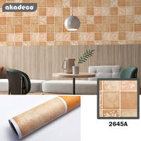 PVC printed wallpaper self adhesive orange color water-proof suitable for wall