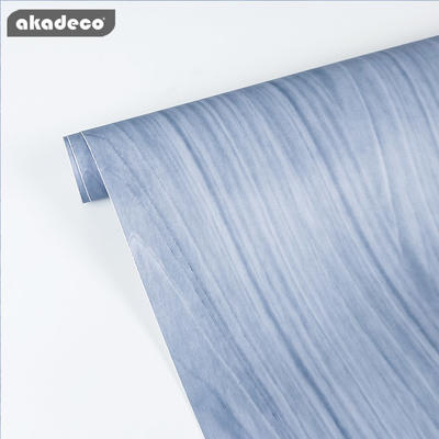 fresh blue color wooden wallpaper decorative film